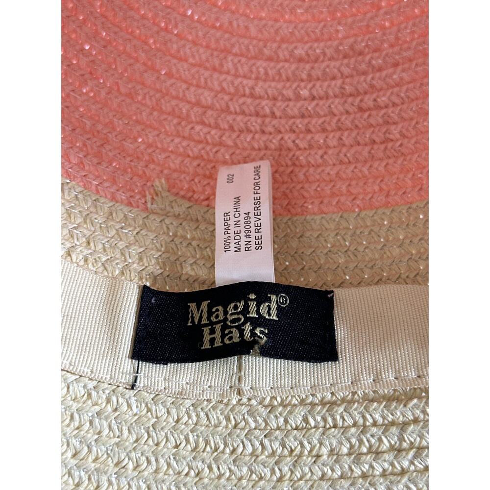 Magid Sun Hat Womens OSFA 100% Paper Wide Brim Floppy Boho Pink Top - Picture 7 of 11